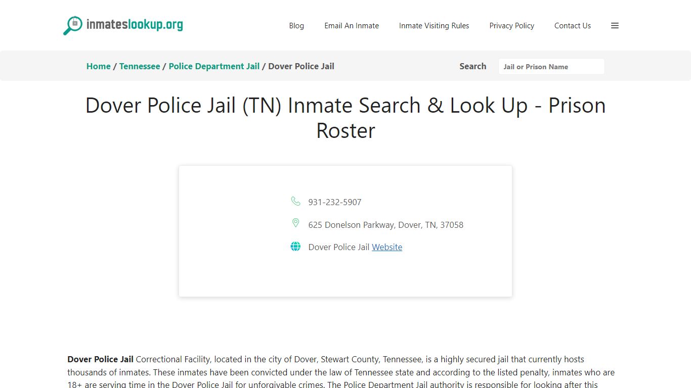 Dover Police Jail (TN) Inmate Search & Look Up - Prison Roster